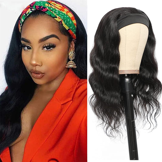 Fadaina Headband Wig Human Hair Wigs for Black Women Brazilian Body Wave Headband Wigs Beginner Friendly Natural Color 14 Inch