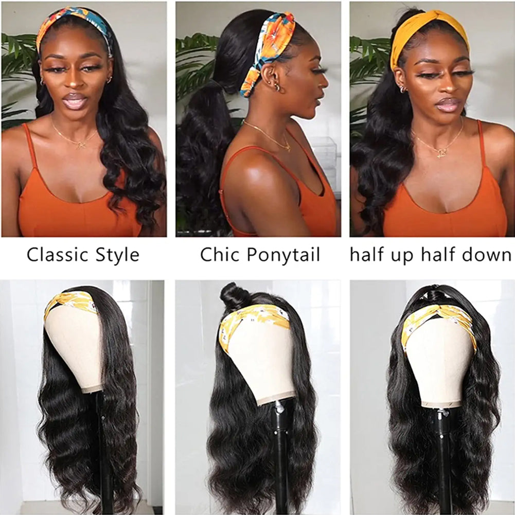 Fadaina Body Wave Headband Wig Human Hair Wigs for Black Women