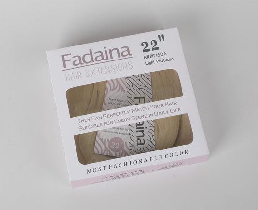 Fadaina 60A Tape In Hair Extensions Human Hair Real Remy Human Hair Extensions Skin Weft Natural Straight 20Pcs 50G/Pack 22 Inch R#8G 60A